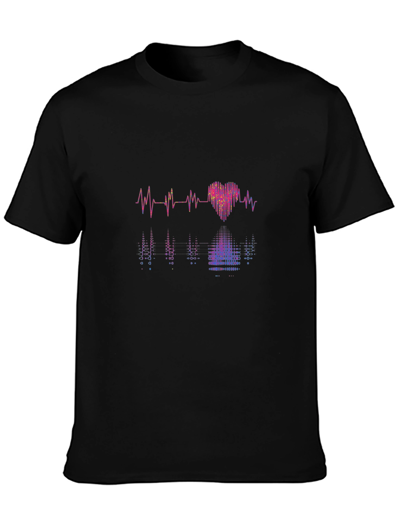 Heartbeat Love Graphic Tee - Black Cotton T-Shirt