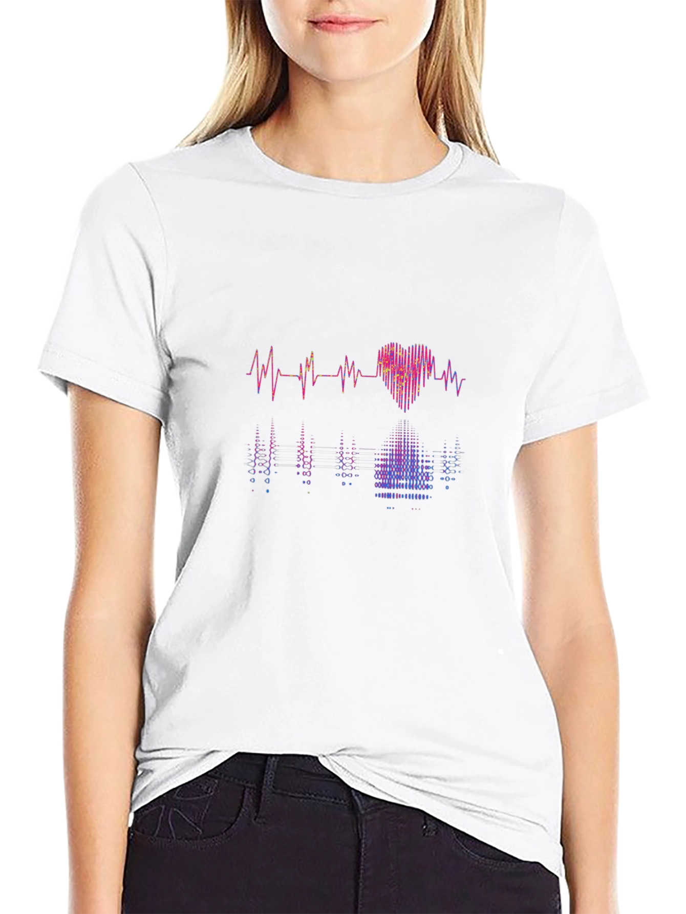 Heartbeat Love Graphic Tee - Black Cotton T-Shirt