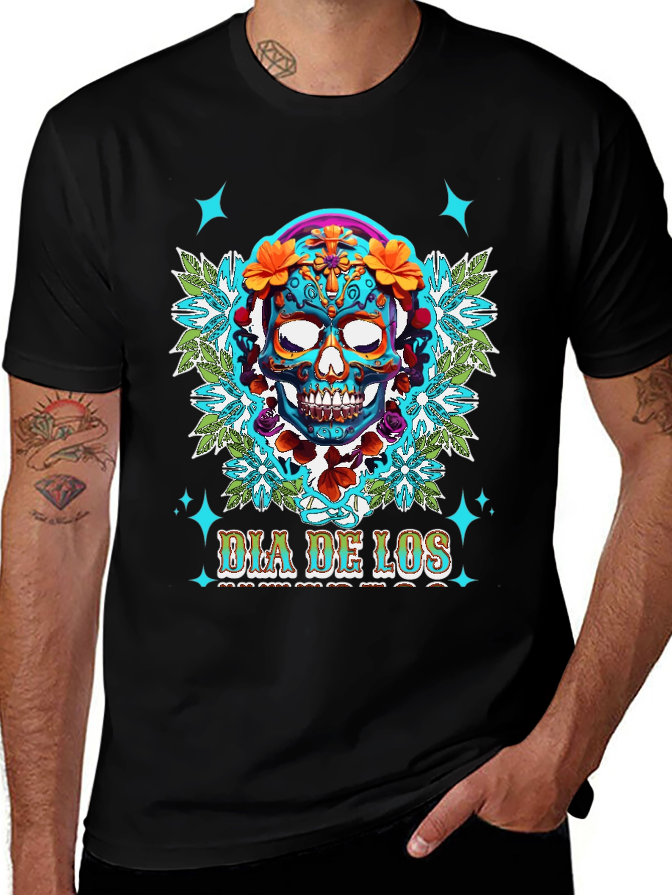 Dia De Los Muertos Skull Graphic Tee