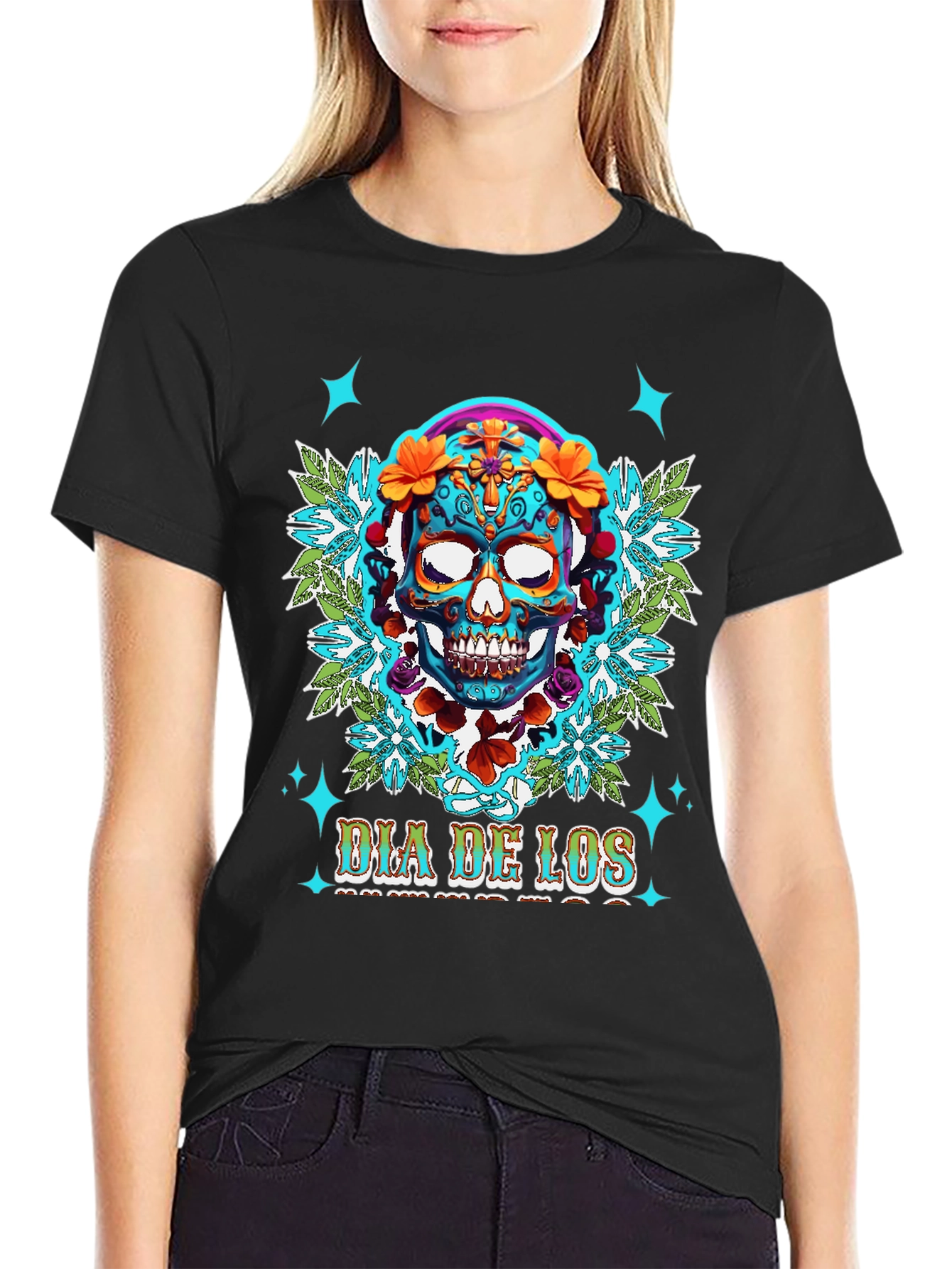 Dia De Los Muertos Skull Graphic Tee