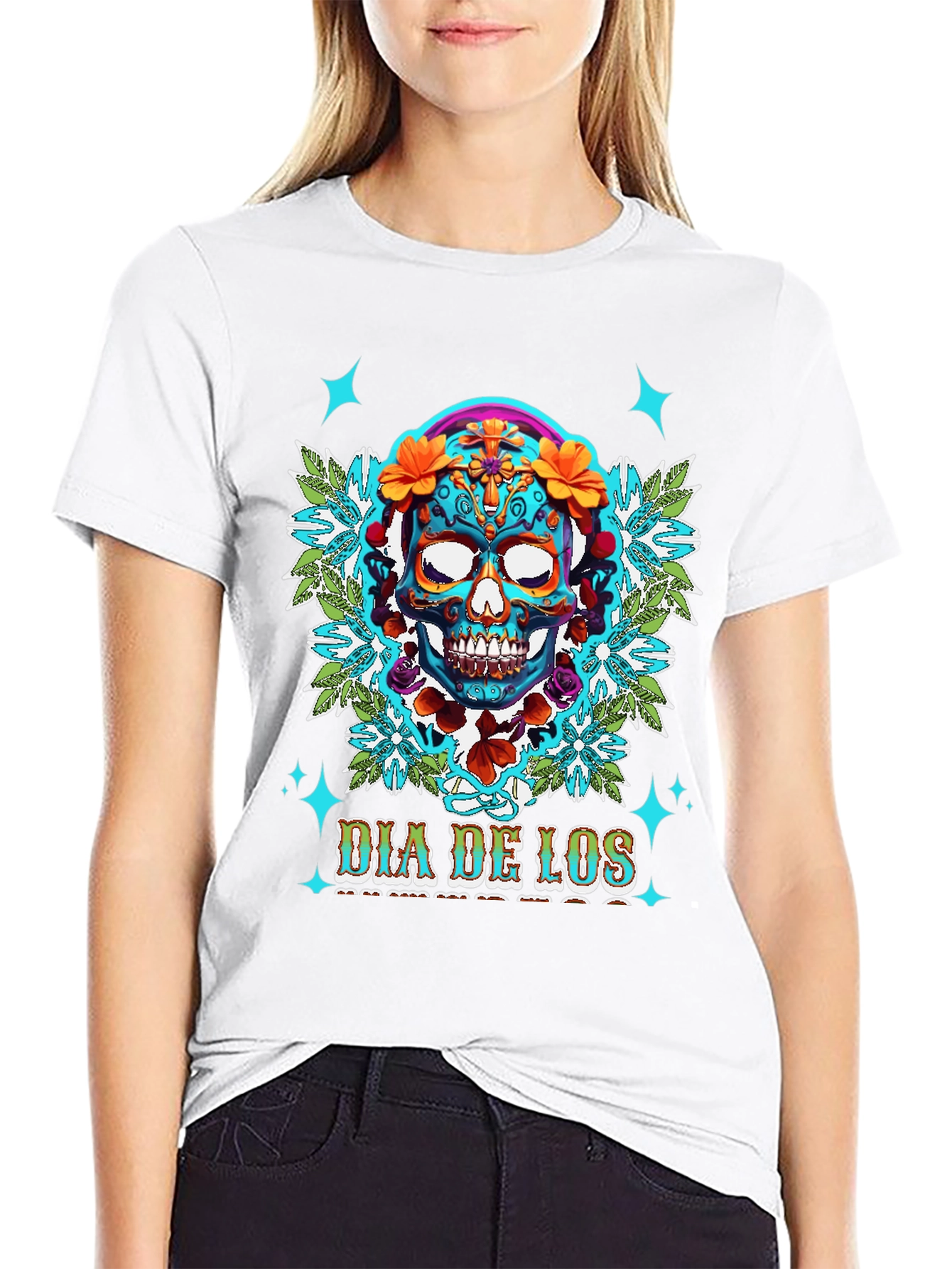 Dia De Los Muertos Skull Graphic Tee