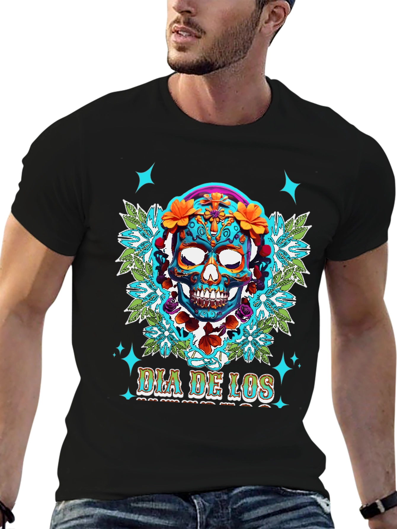 Dia De Los Muertos Skull Graphic Tee