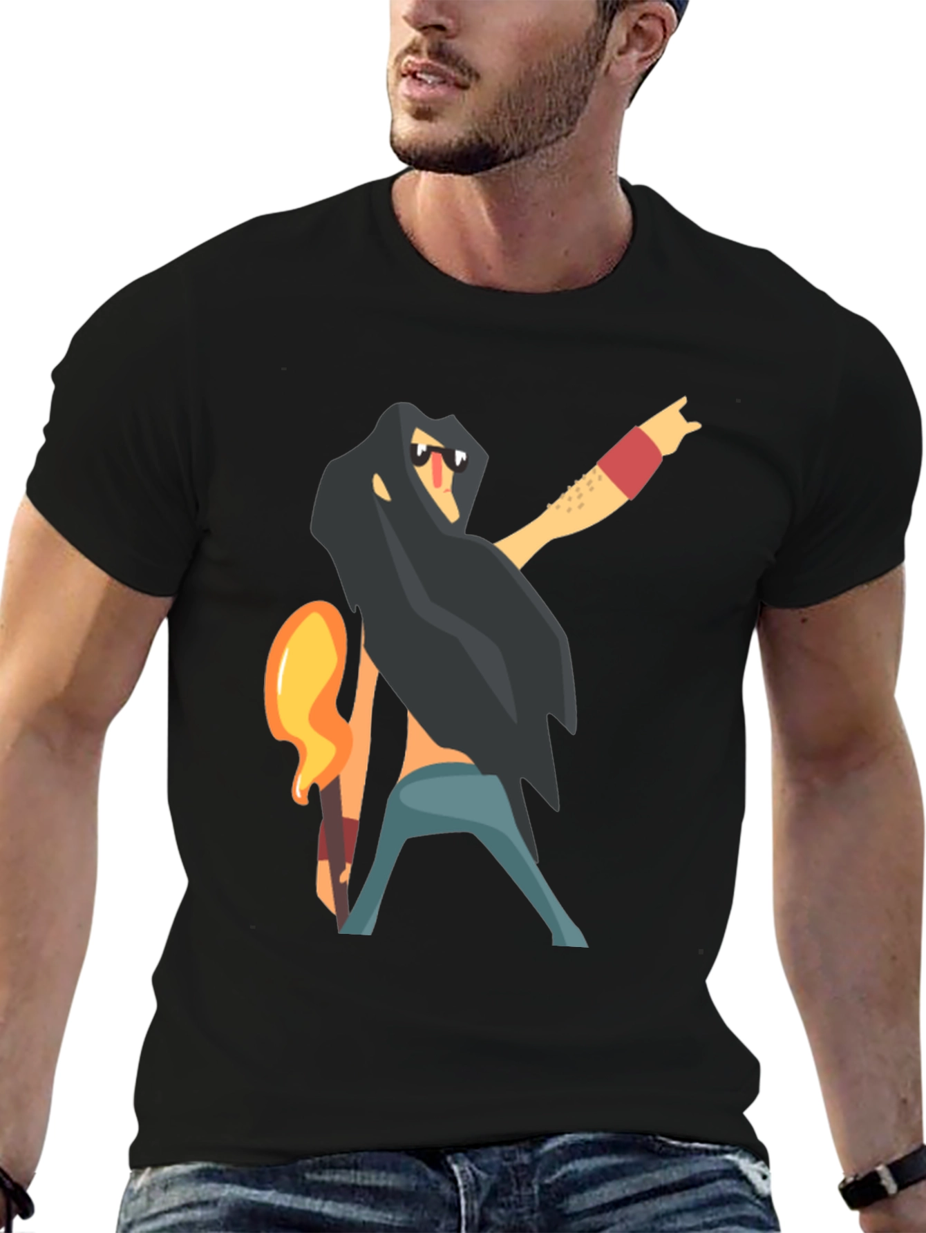 Rockstar Cartoon Graphic T-Shirt - Black