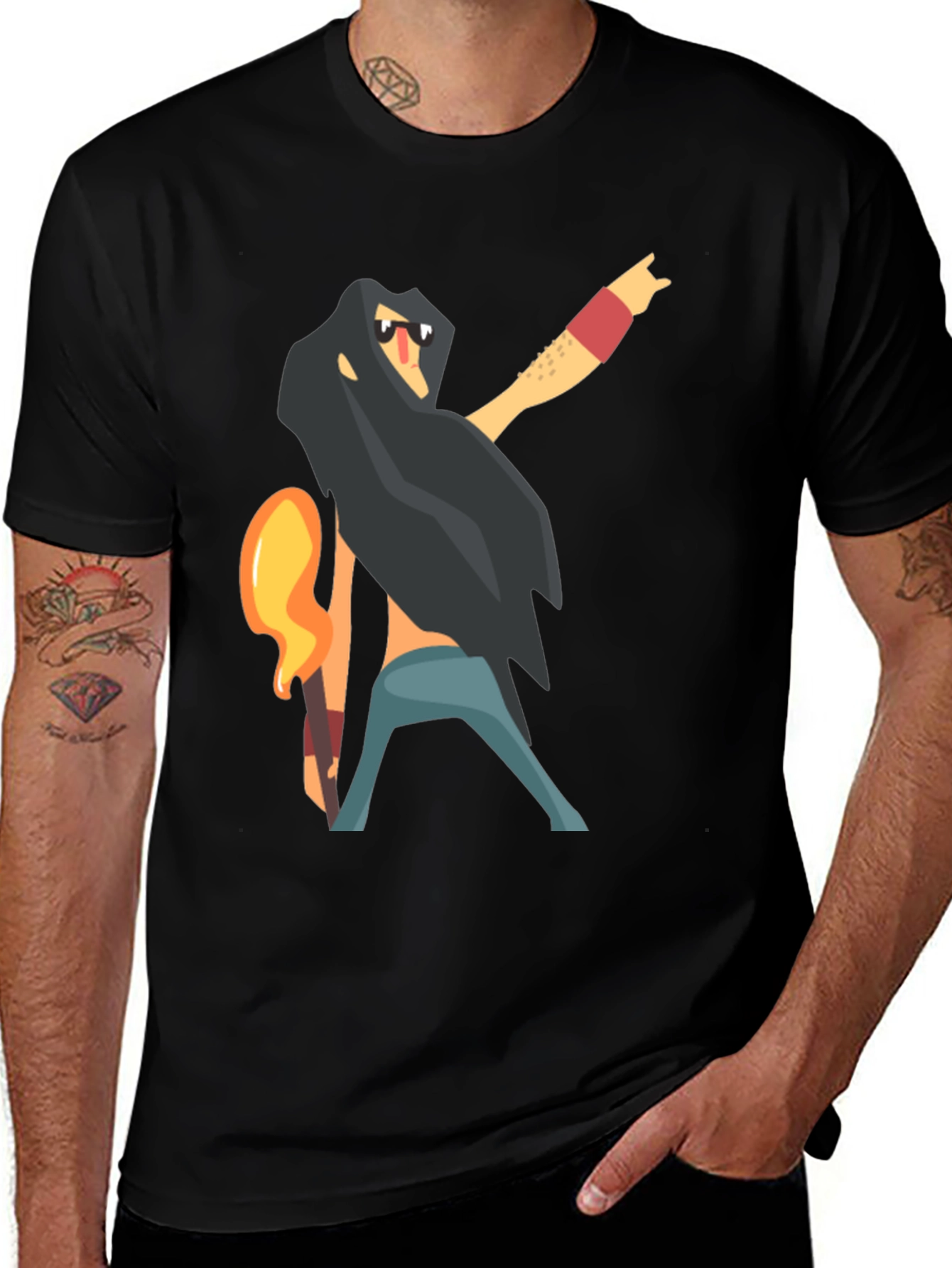 Rockstar Cartoon Graphic T-Shirt - Black