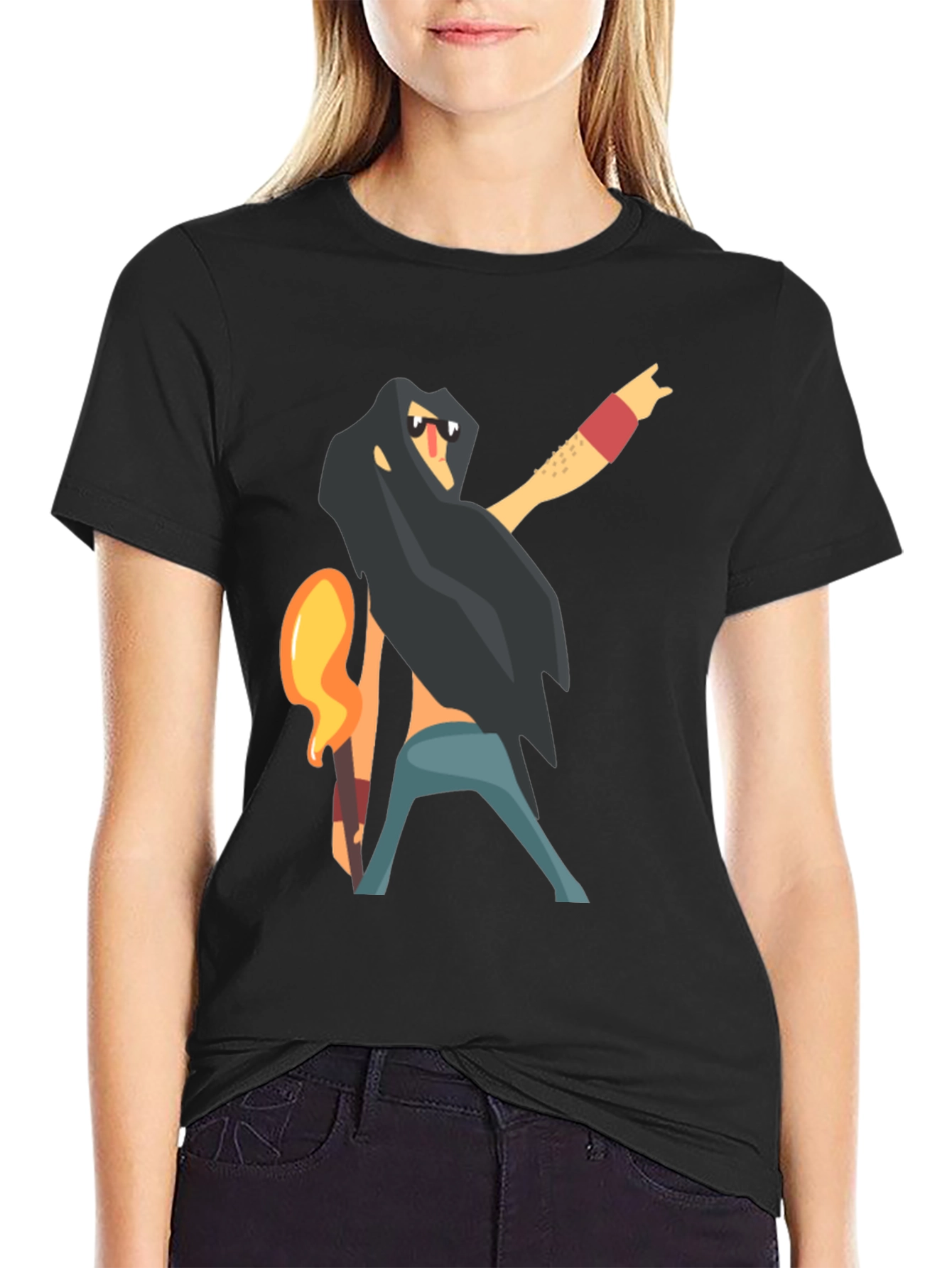 Rockstar Cartoon Graphic T-Shirt - Black