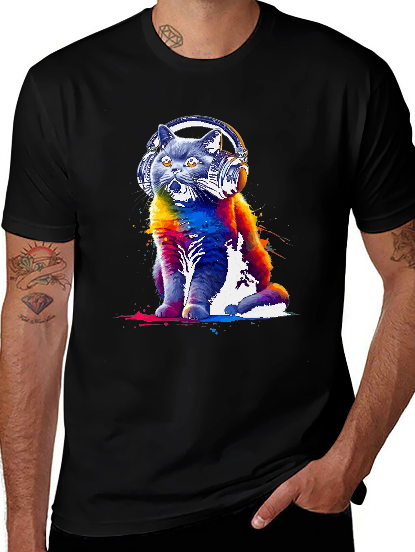 Cat DJ Graphic Tee - Music Lovers T-Shirt