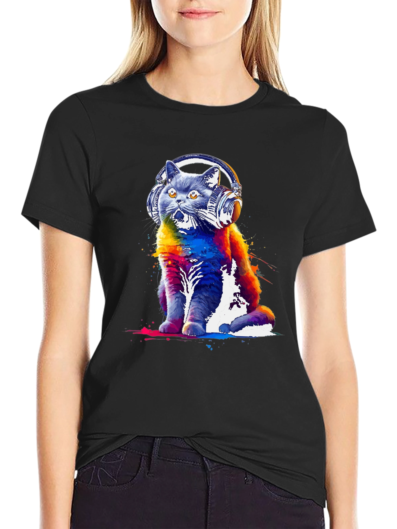 Cat DJ Graphic Tee - Music Lovers T-Shirt