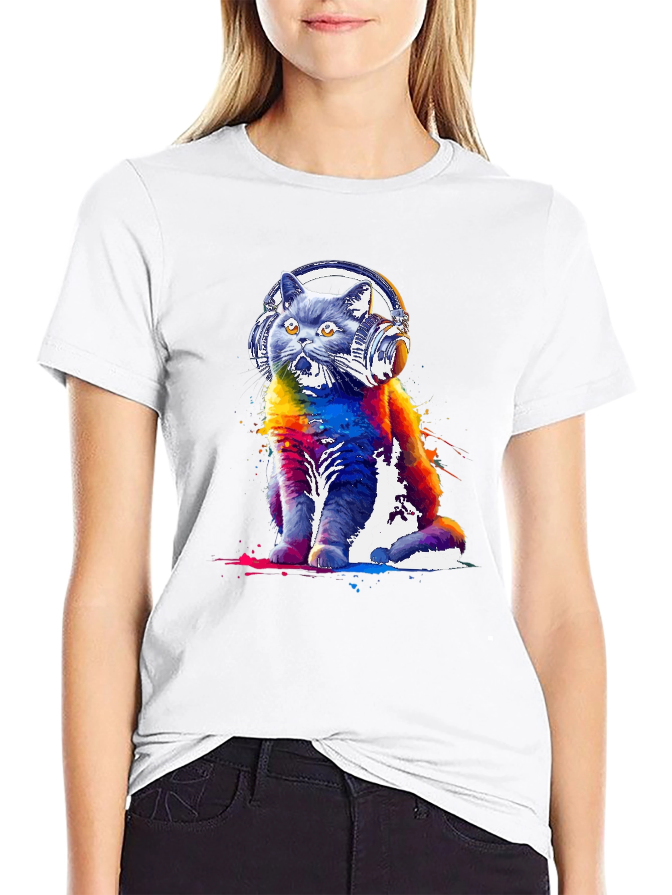 Cat DJ Graphic Tee - Music Lovers T-Shirt