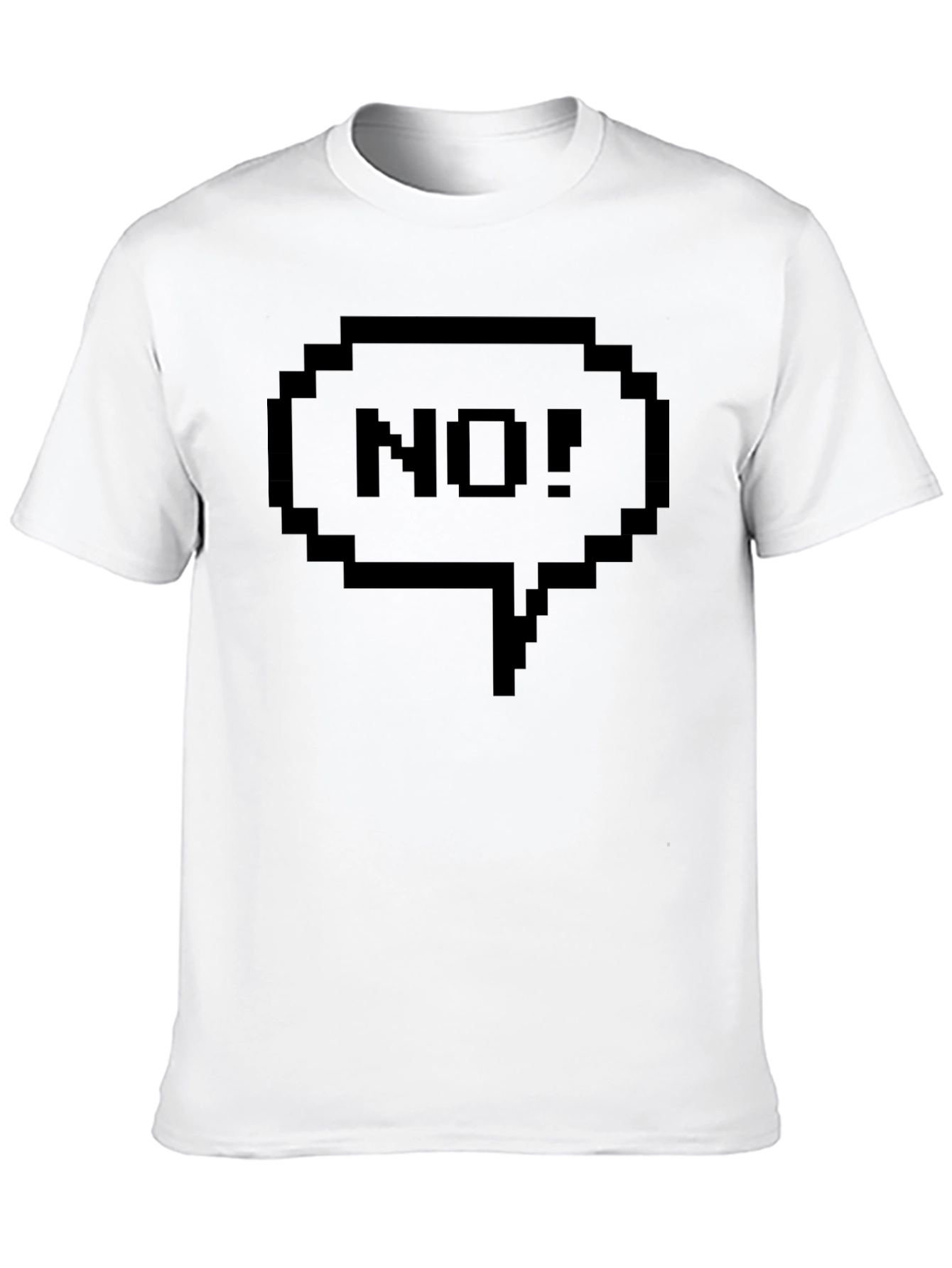 Pixelated No! Graphic Tee - Black Cotton T-Shirt