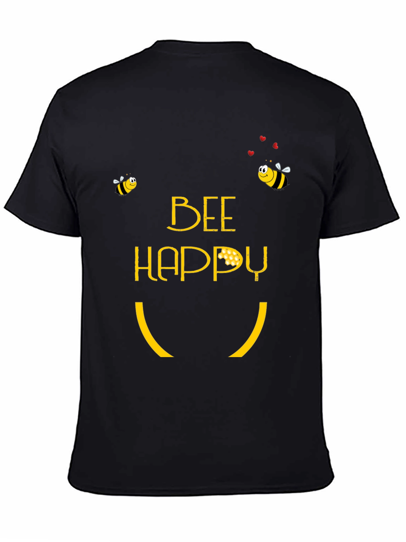 Bee Happy Graphic T-Shirt - Black Cotton Tee