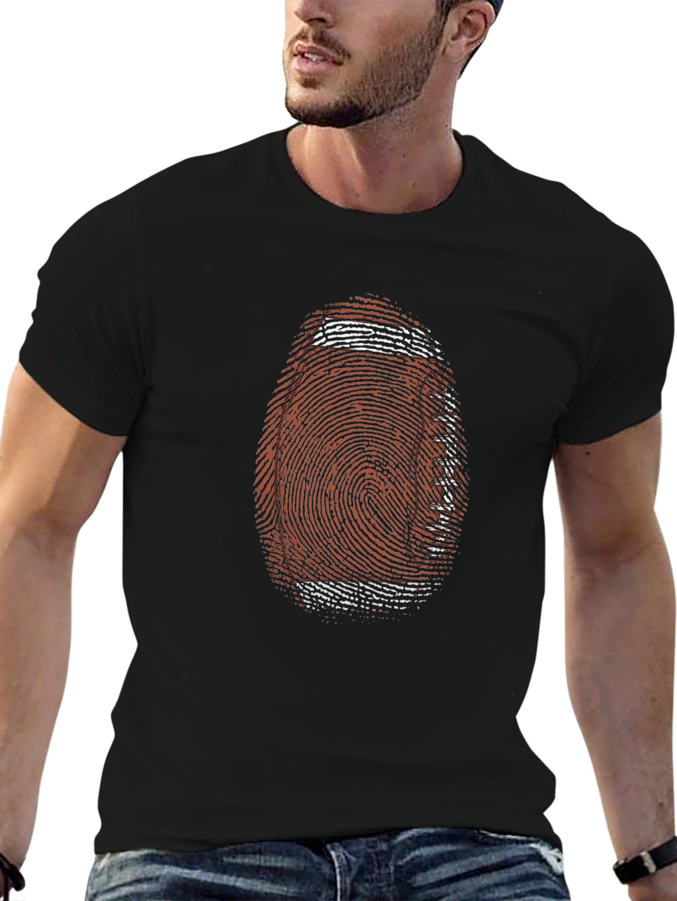 Football Fingerprint Graphic Tee - Black