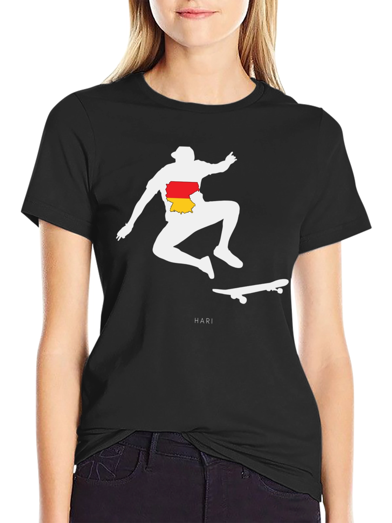 Skateboarder Silhouette Graphic Tee - Black