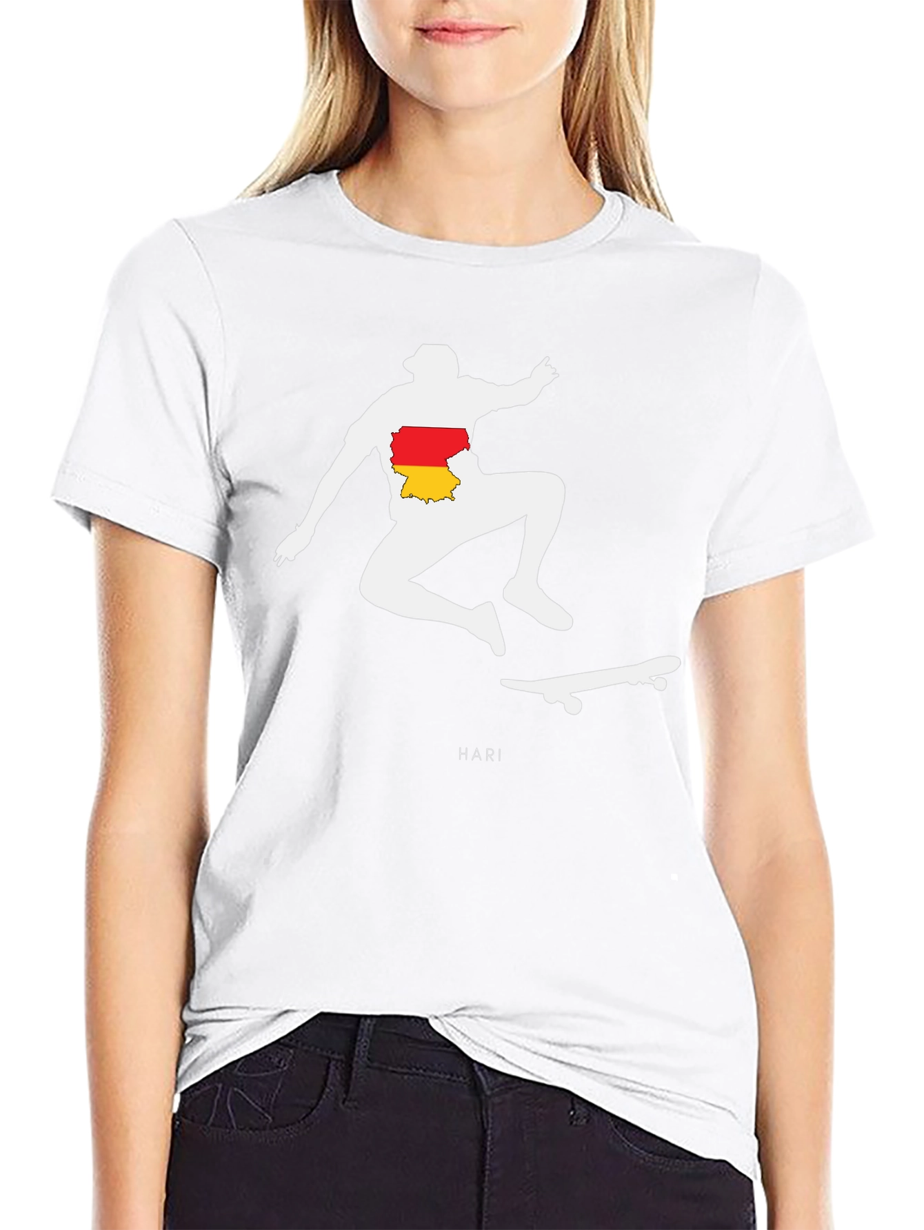 Skateboarder Silhouette Graphic Tee - Black