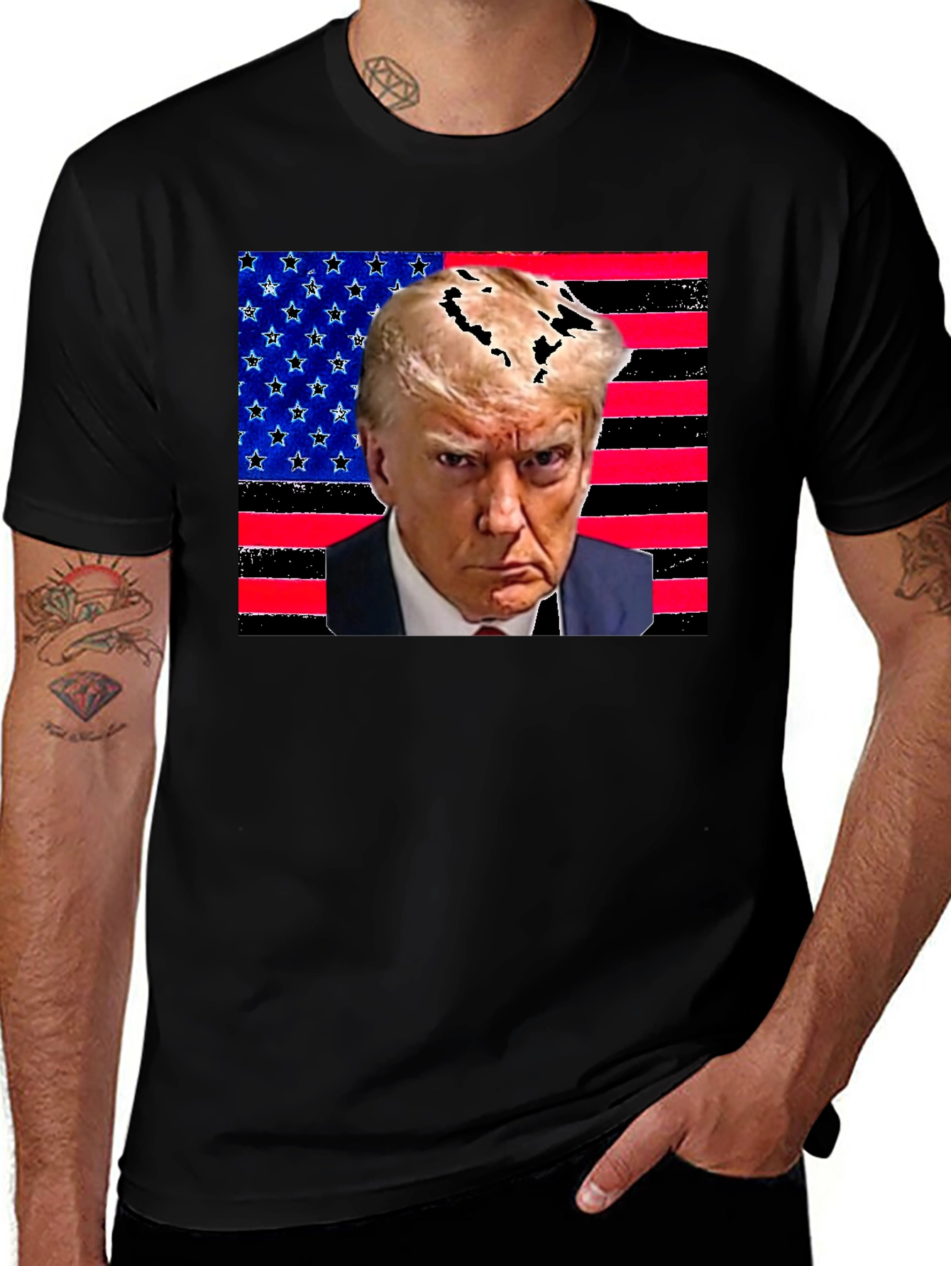 Trump USA Flag Graphic Tee - Patriotic Fashion