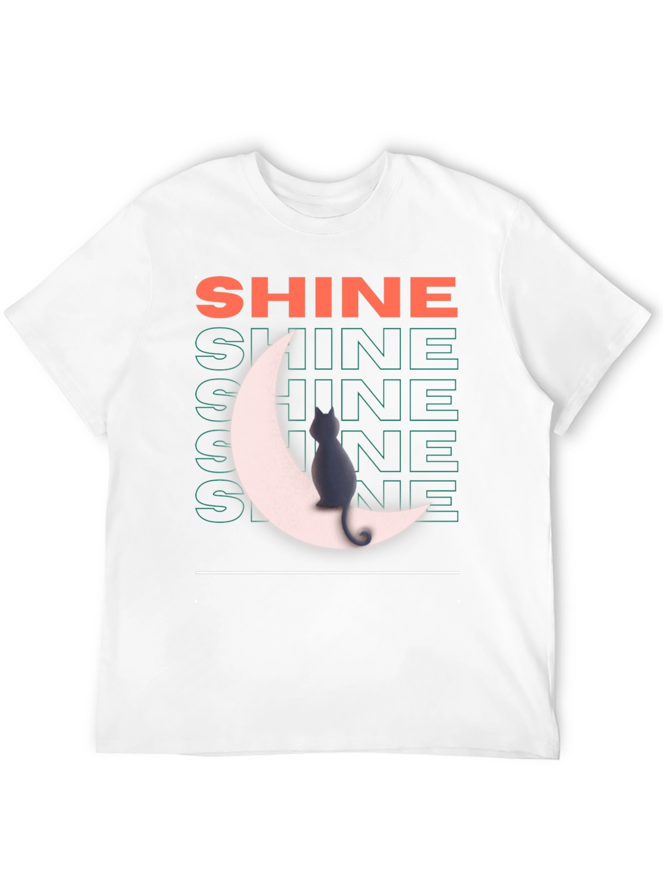 Shine Cat on Moon Graphic T-Shirt