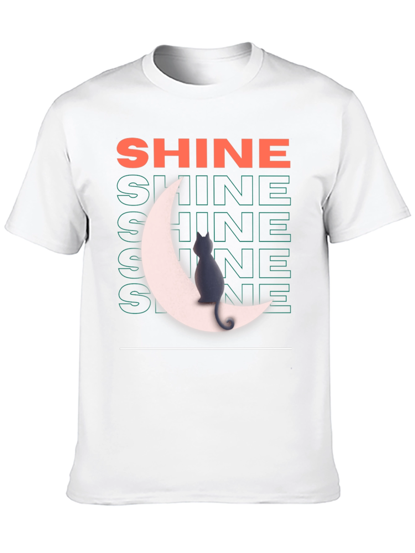 Shine Cat on Moon Graphic T-Shirt