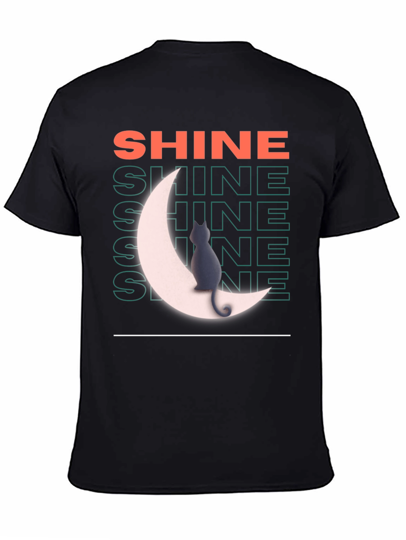 Shine Cat on Moon Graphic T-Shirt