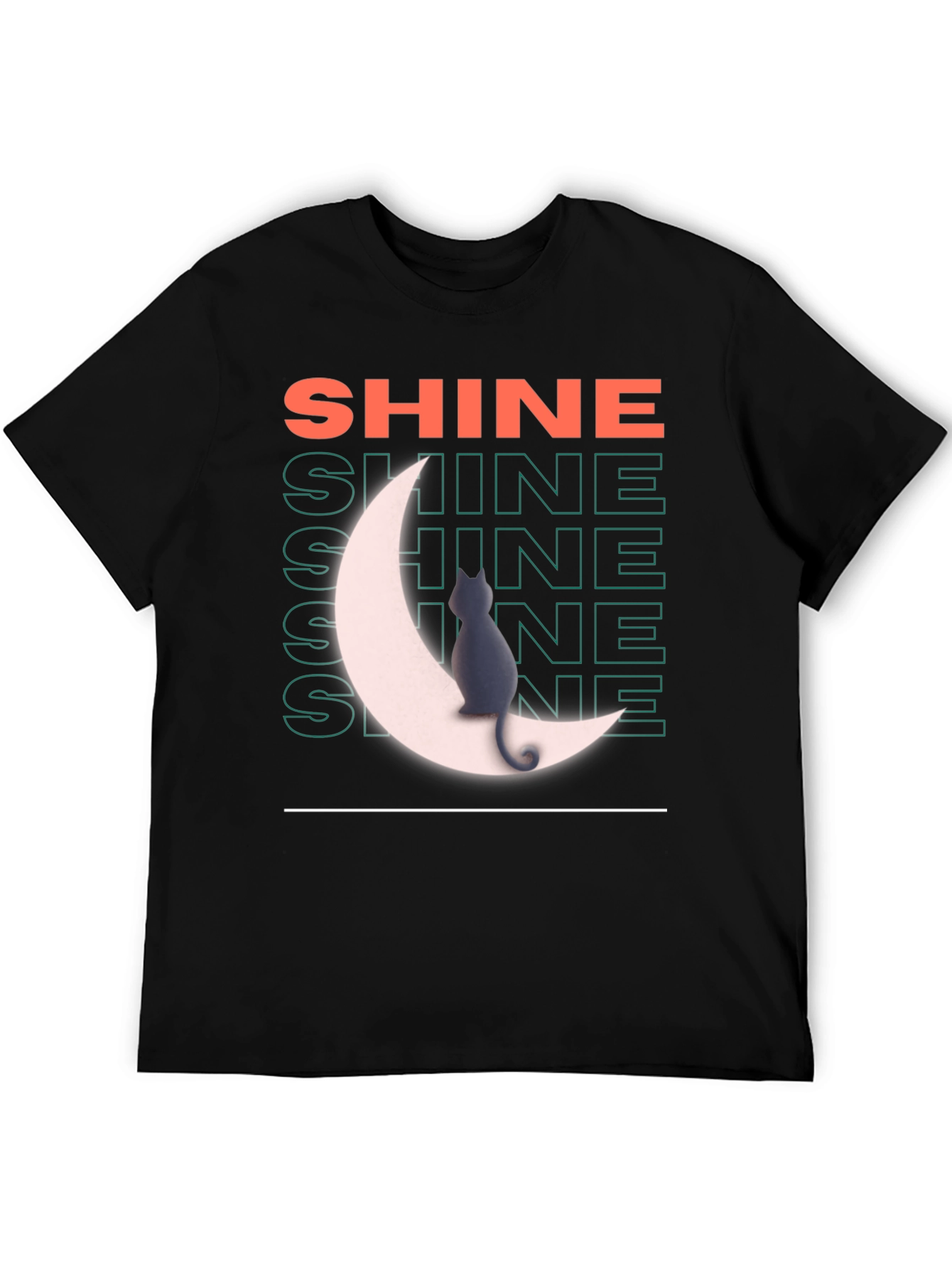 Shine Cat on Moon Graphic T-Shirt