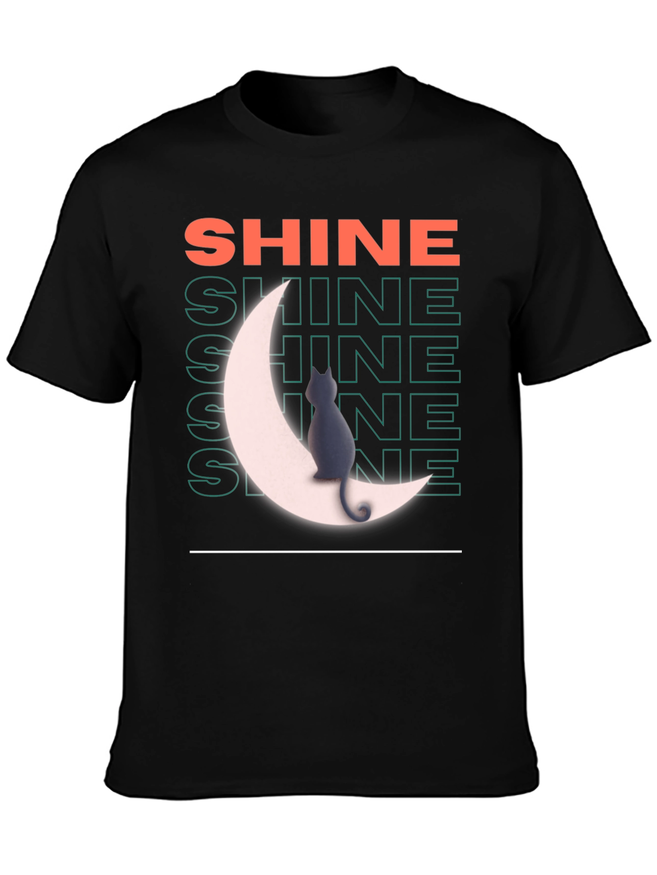 Shine Cat on Moon Graphic T-Shirt