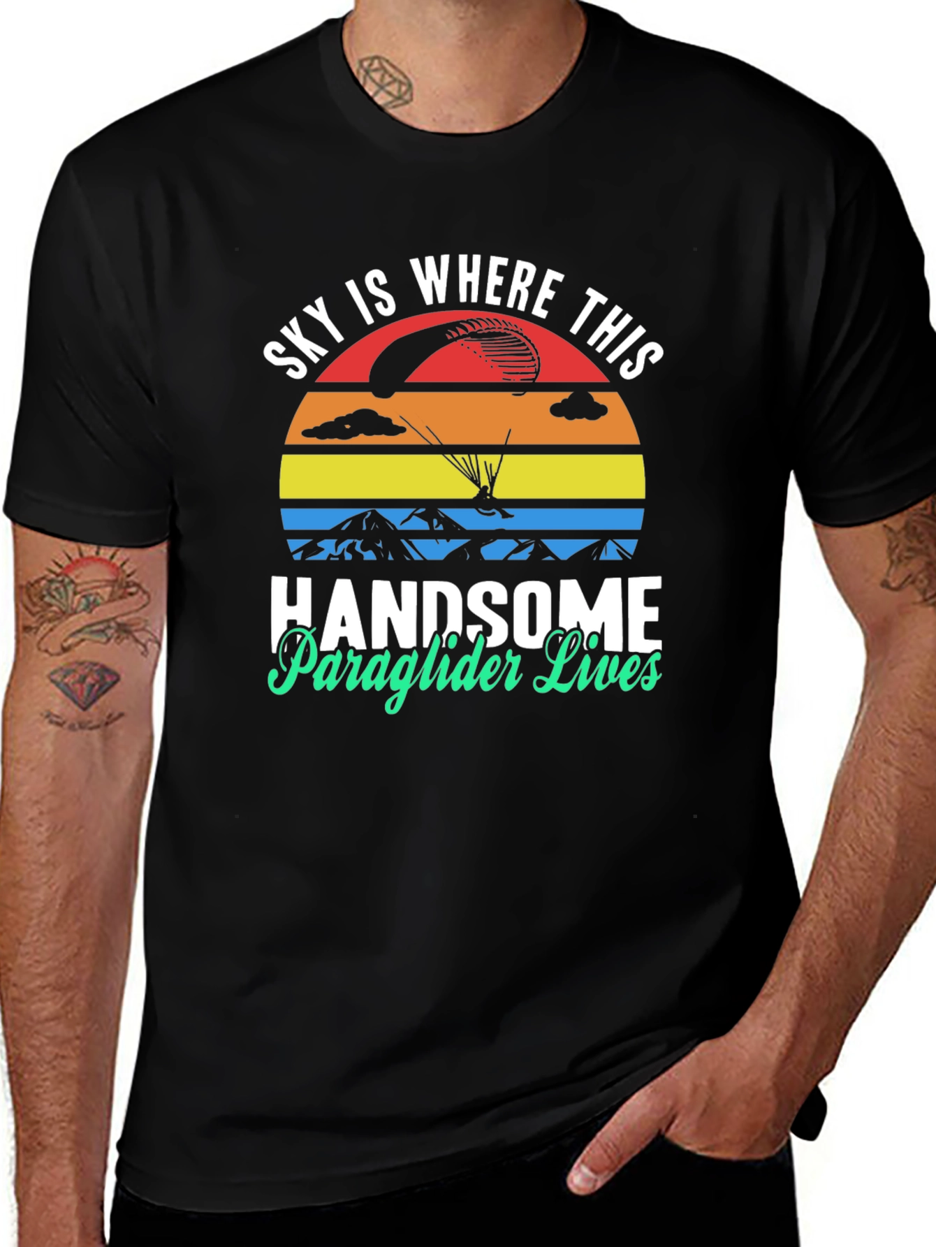 Handsome Paraglider Lives T-Shirt - Sky Adventure
