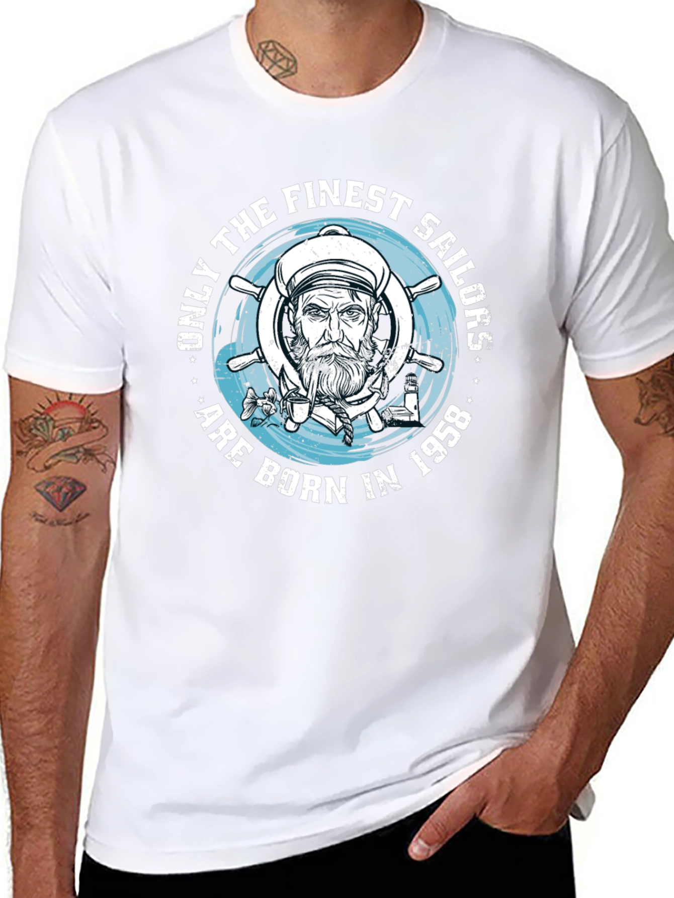 Finest Sailors Born in 1958 Black T-Shirt