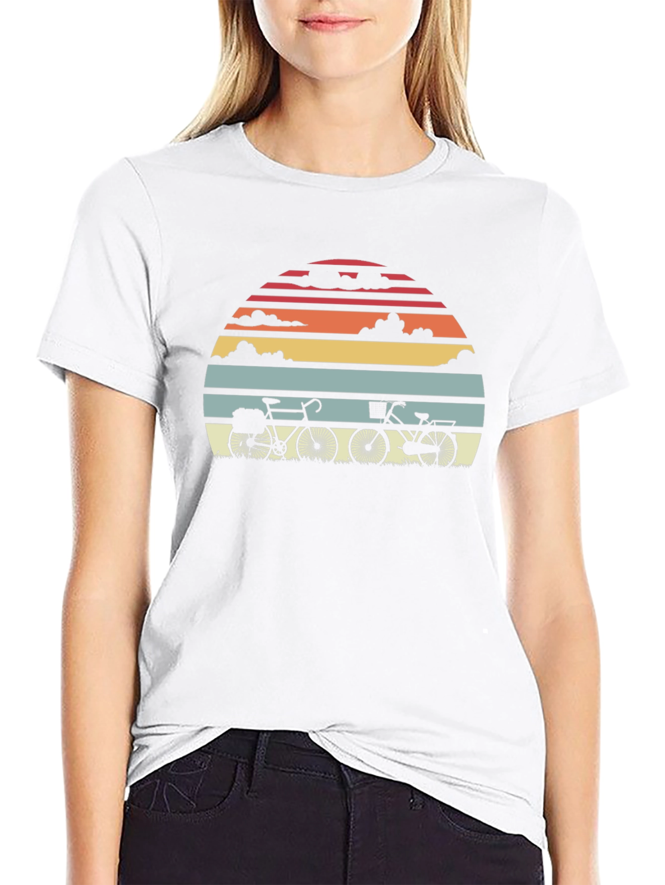 Retro Sunset Bicycle Graphic T-Shirt