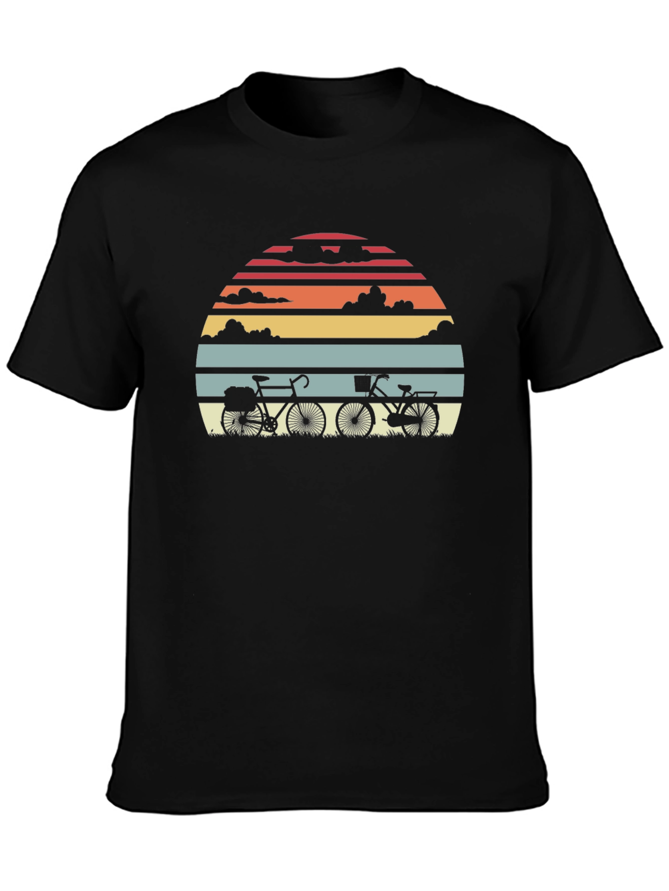 Retro Sunset Bicycle Graphic T-Shirt