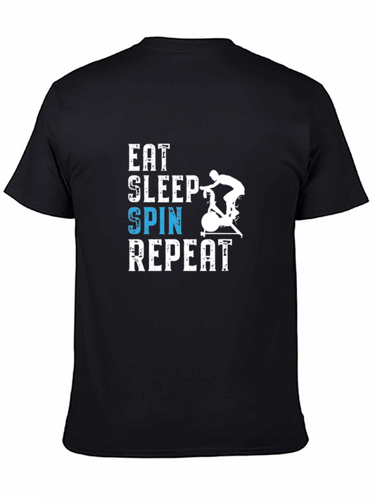 Eat Sleep Spin Repeat Black T-Shirt