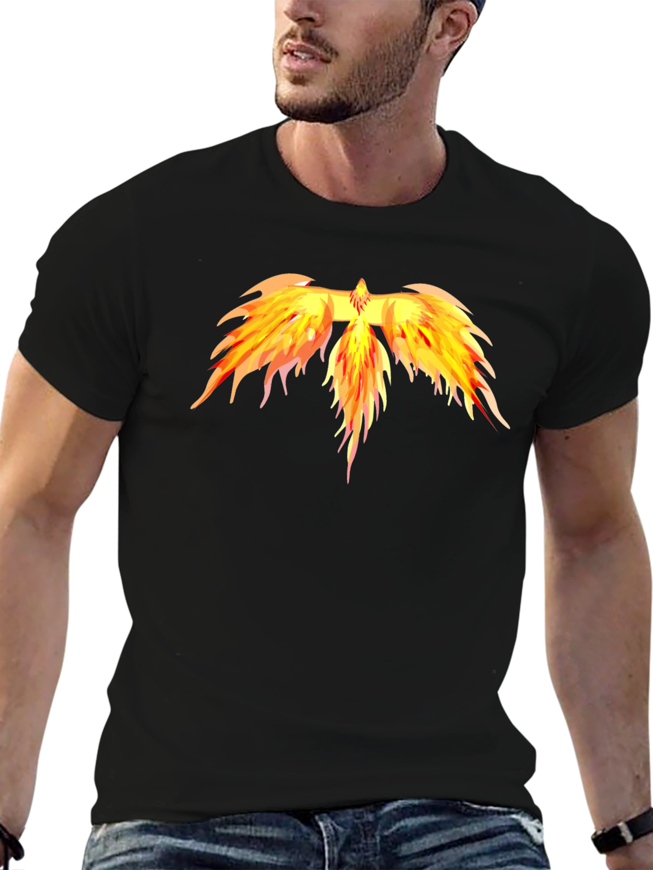 Fiery Phoenix Graphic Tee - Black