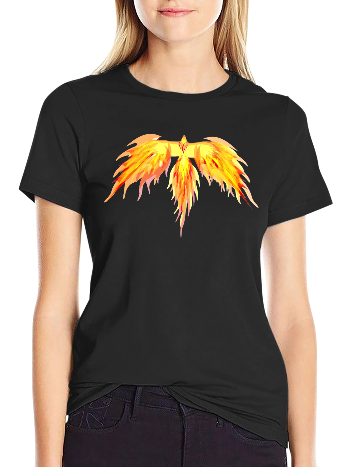 Fiery Phoenix Graphic Tee - Black