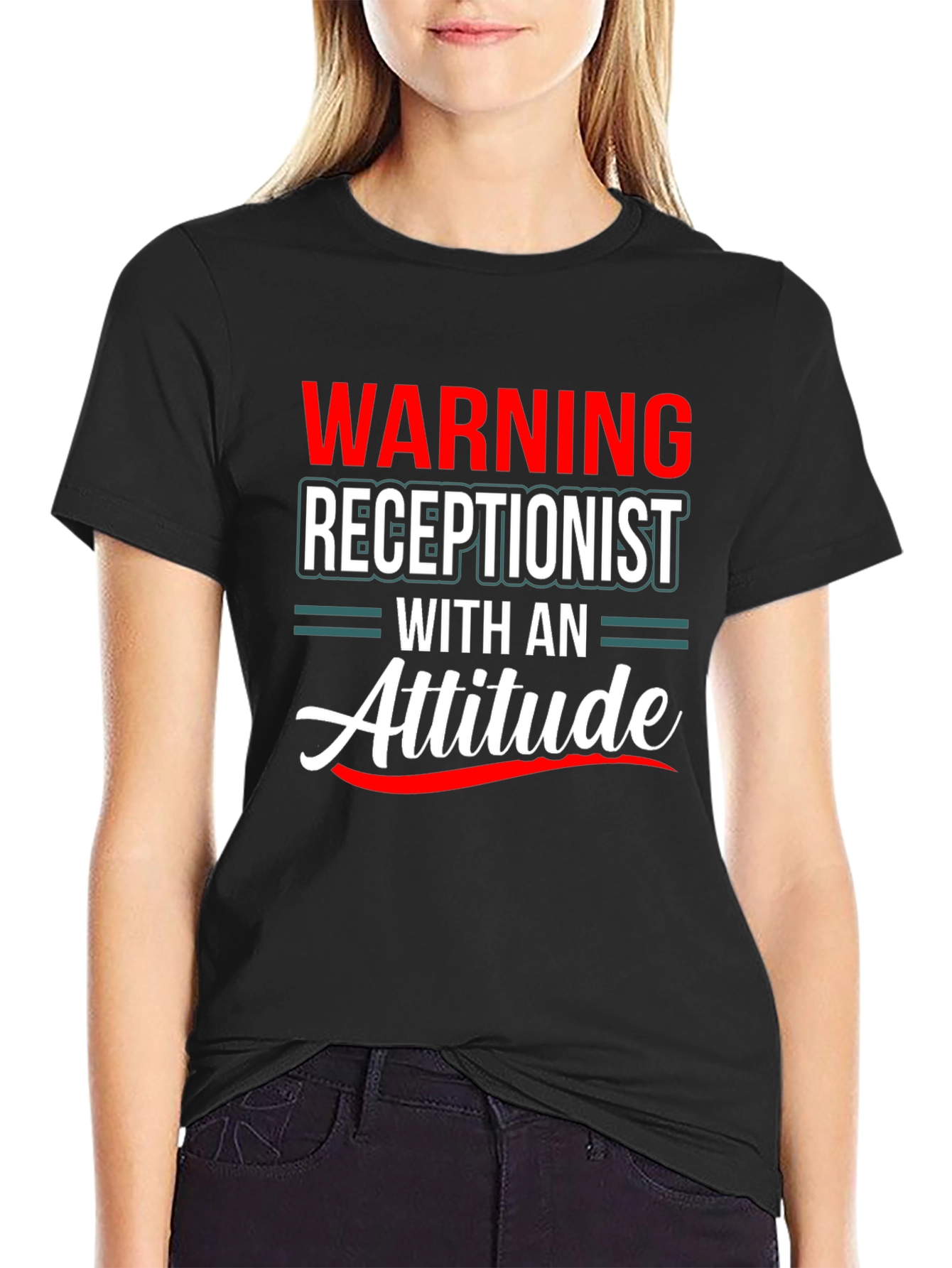 Warning Receptionist Attitude T-Shirt Funny