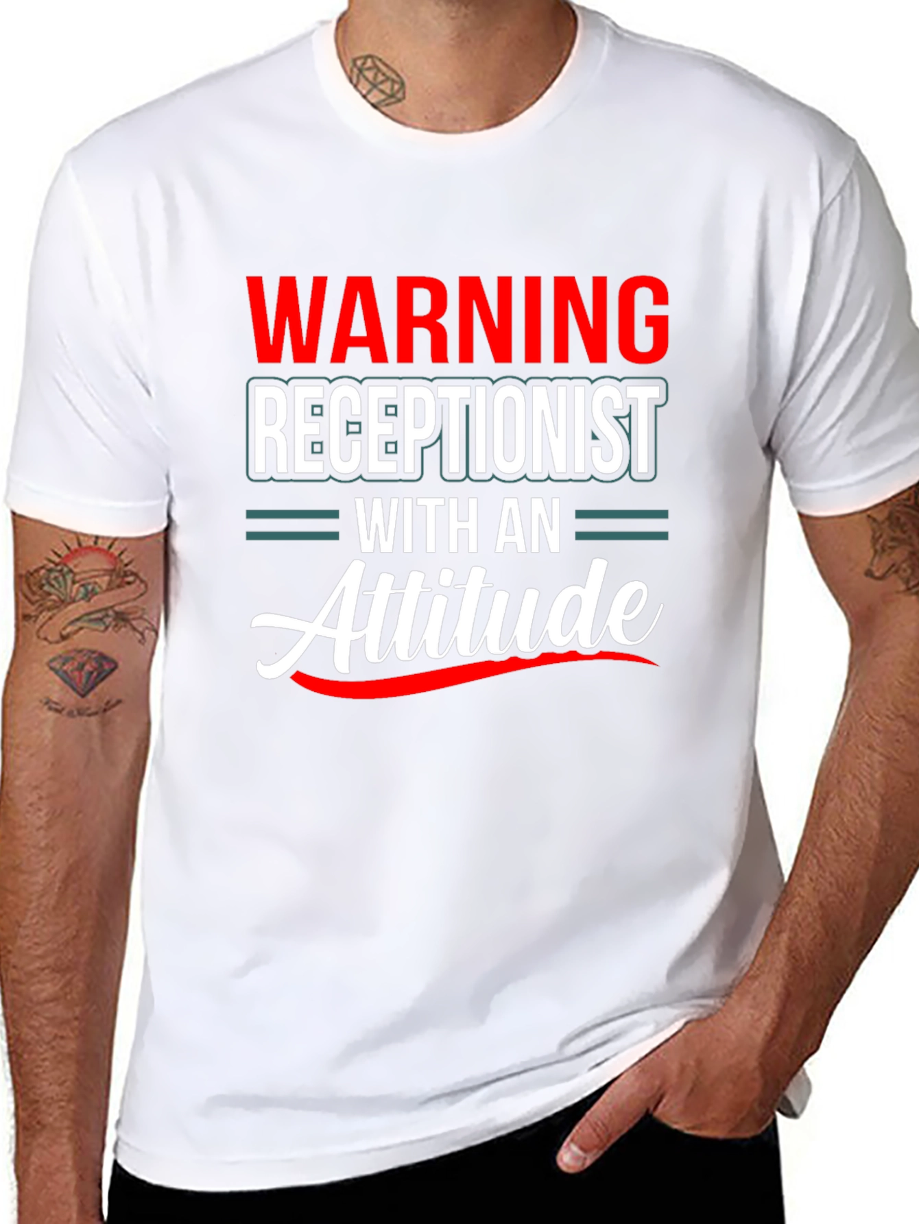 Warning Receptionist Attitude T-Shirt Funny
