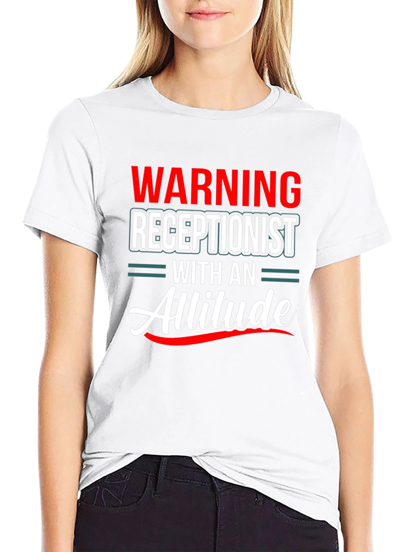 Warning Receptionist Attitude T-Shirt Funny