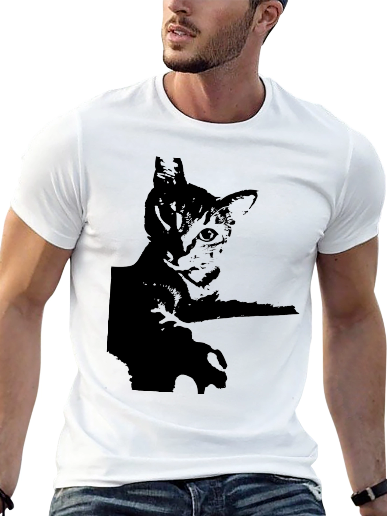 Black Cat Silhouette Tee - Mens
