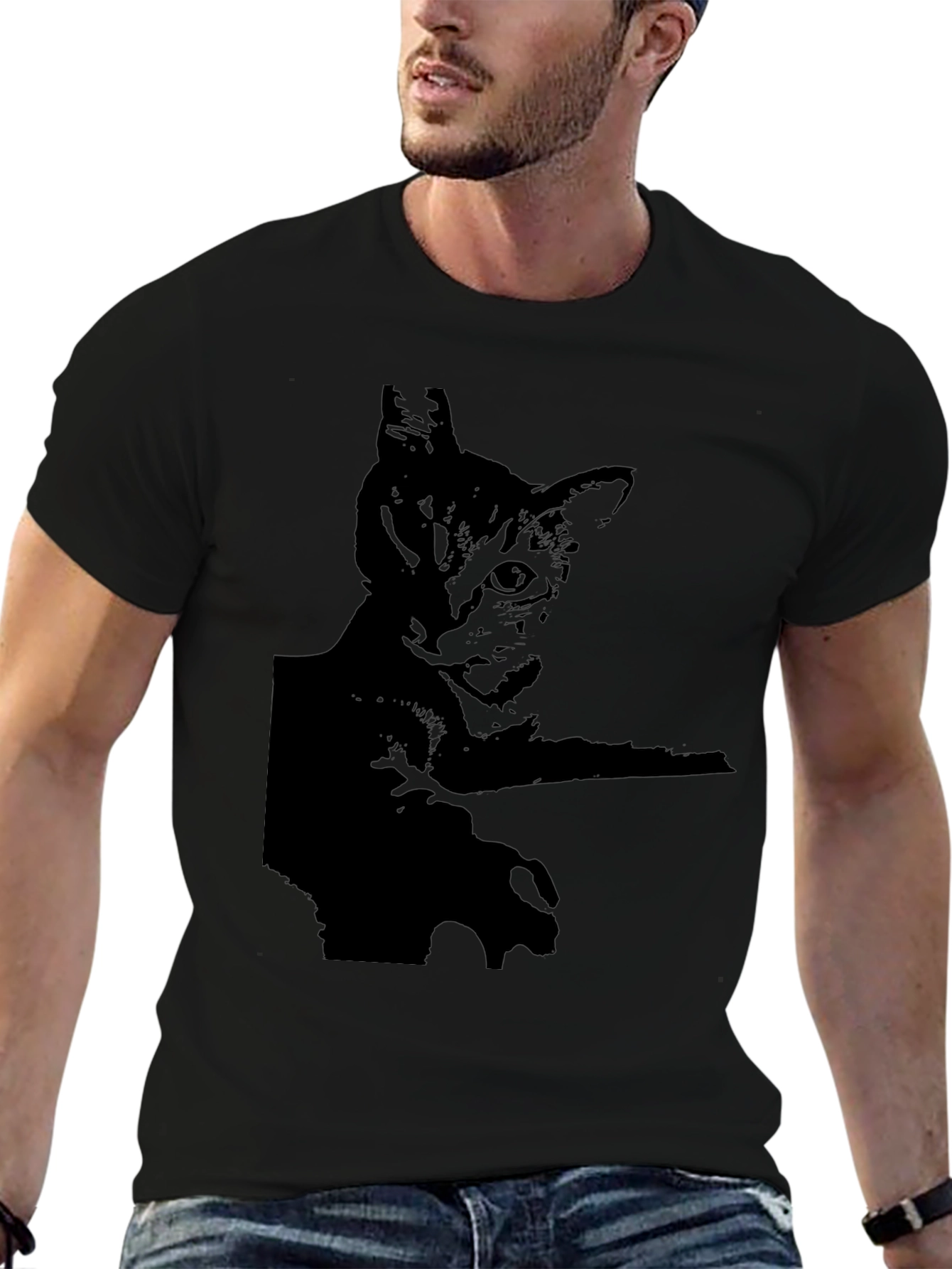 Black Cat Silhouette Tee - Mens