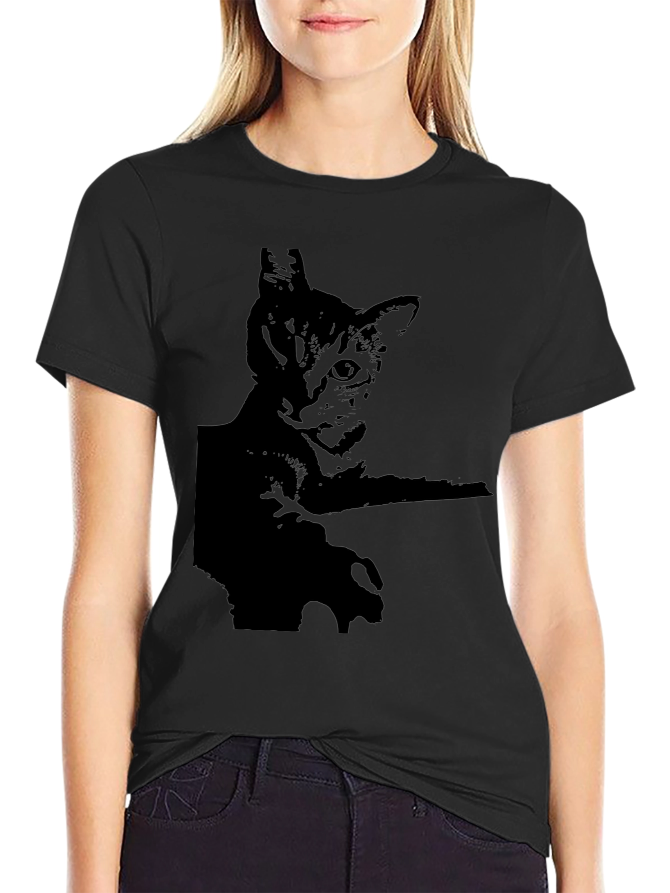 Black Cat Silhouette Tee - Mens