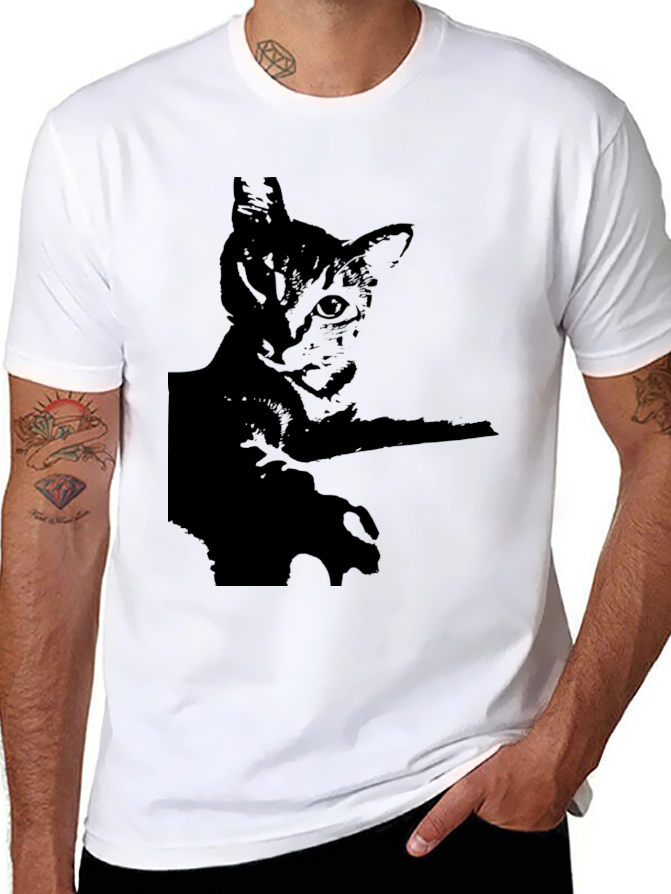 Black Cat Silhouette Tee - Mens