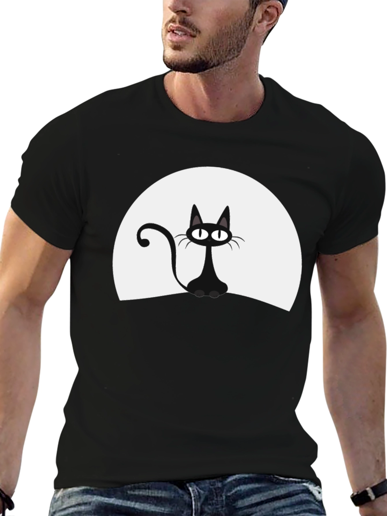 Black Cat Moon Graphic T-Shirt