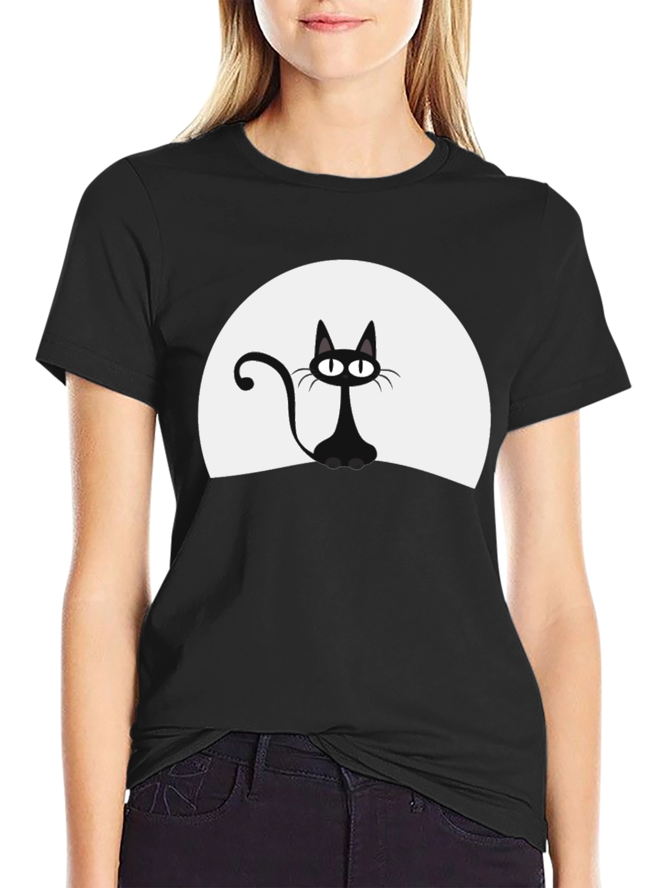 Black Cat Moon Graphic T-Shirt