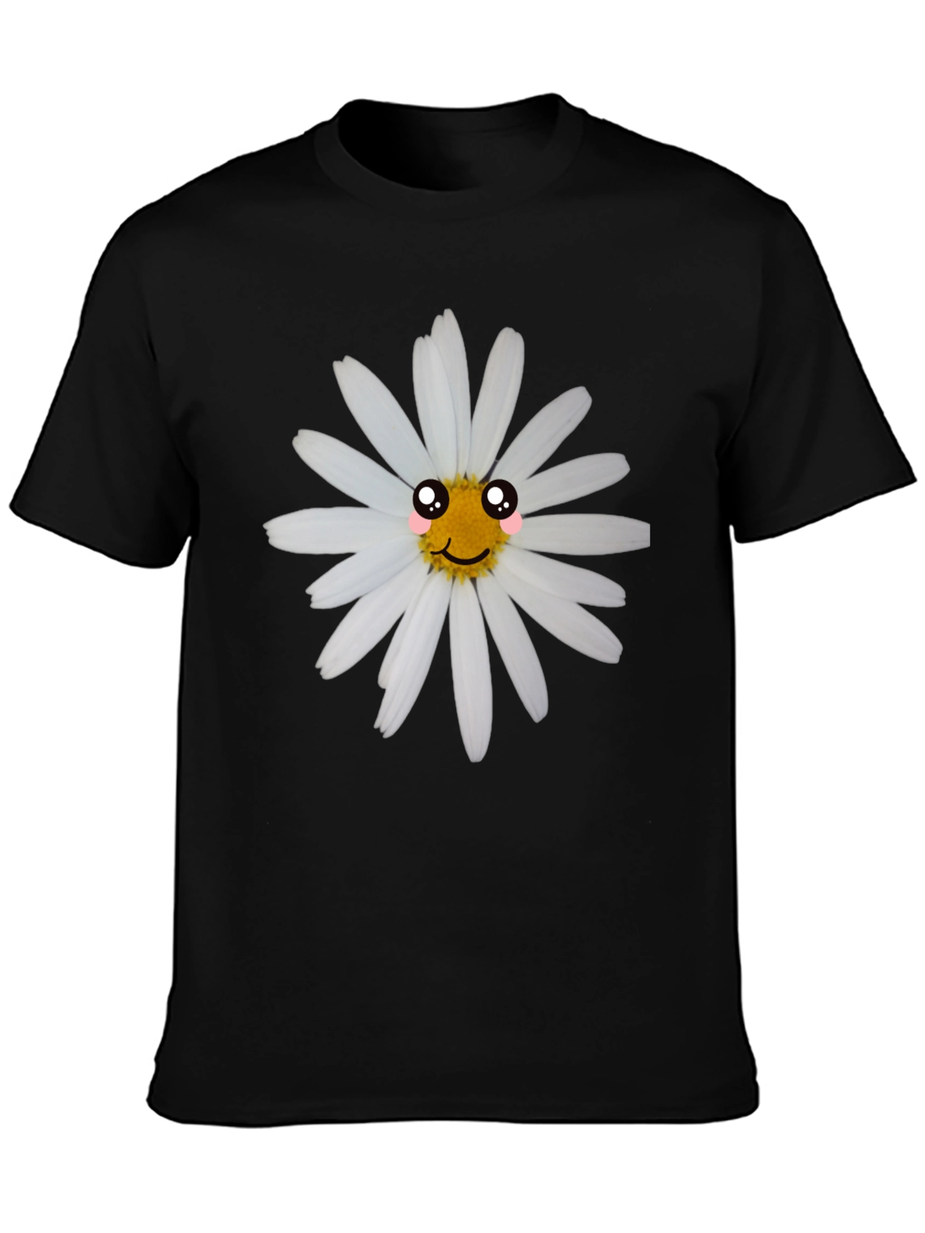 Black T-Shirt with Cute Daisy Graphic