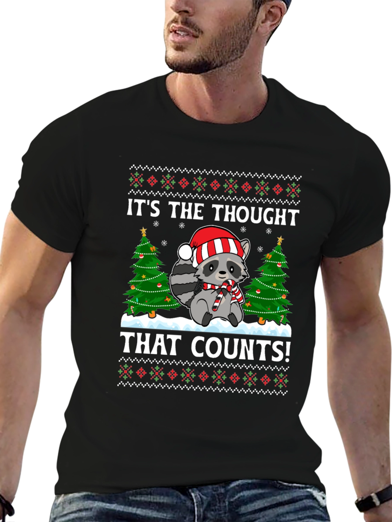 Festive Raccoon Christmas T-Shirt