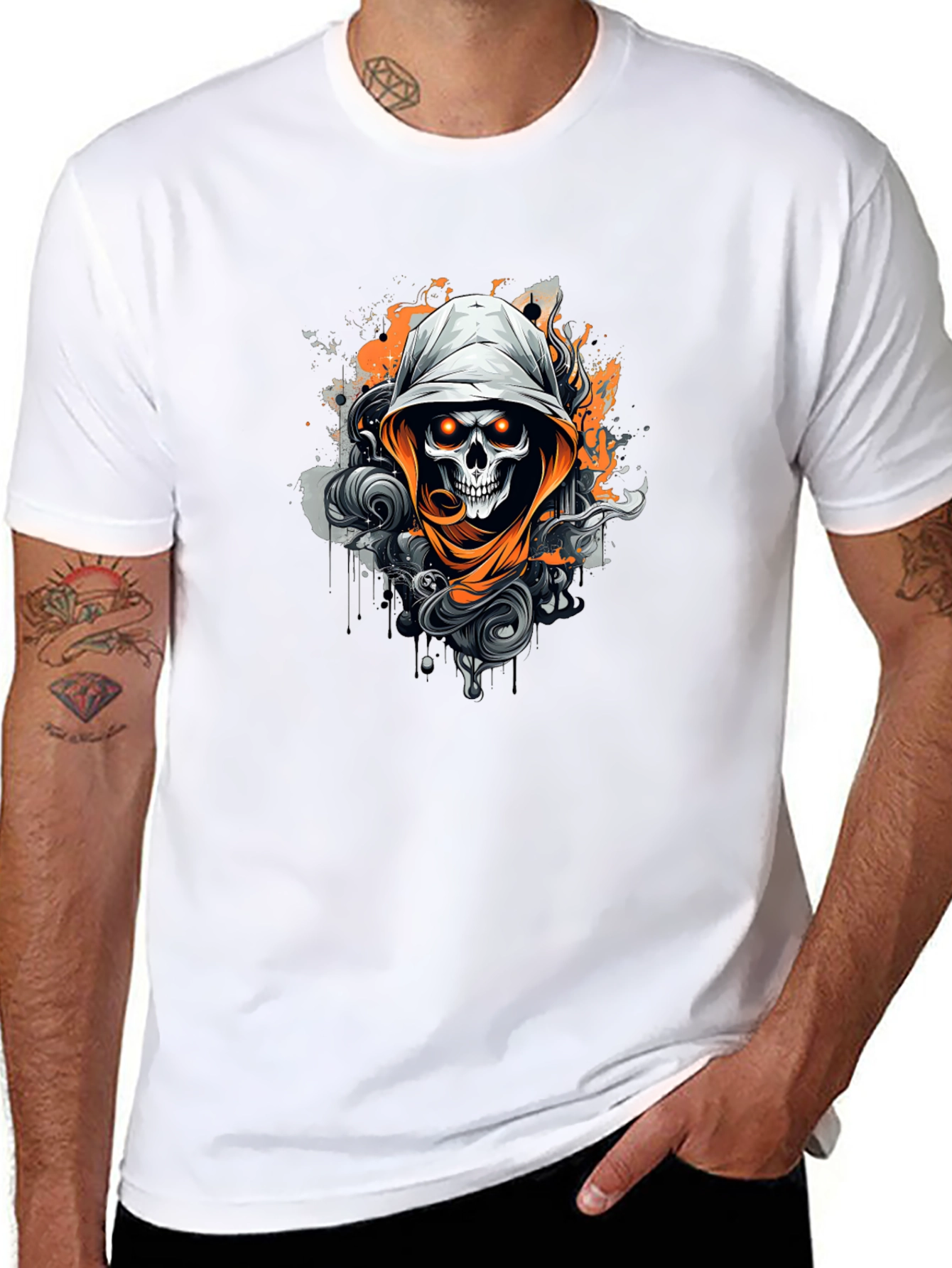 Skull Graphic Print Crew Neck T-Shirt