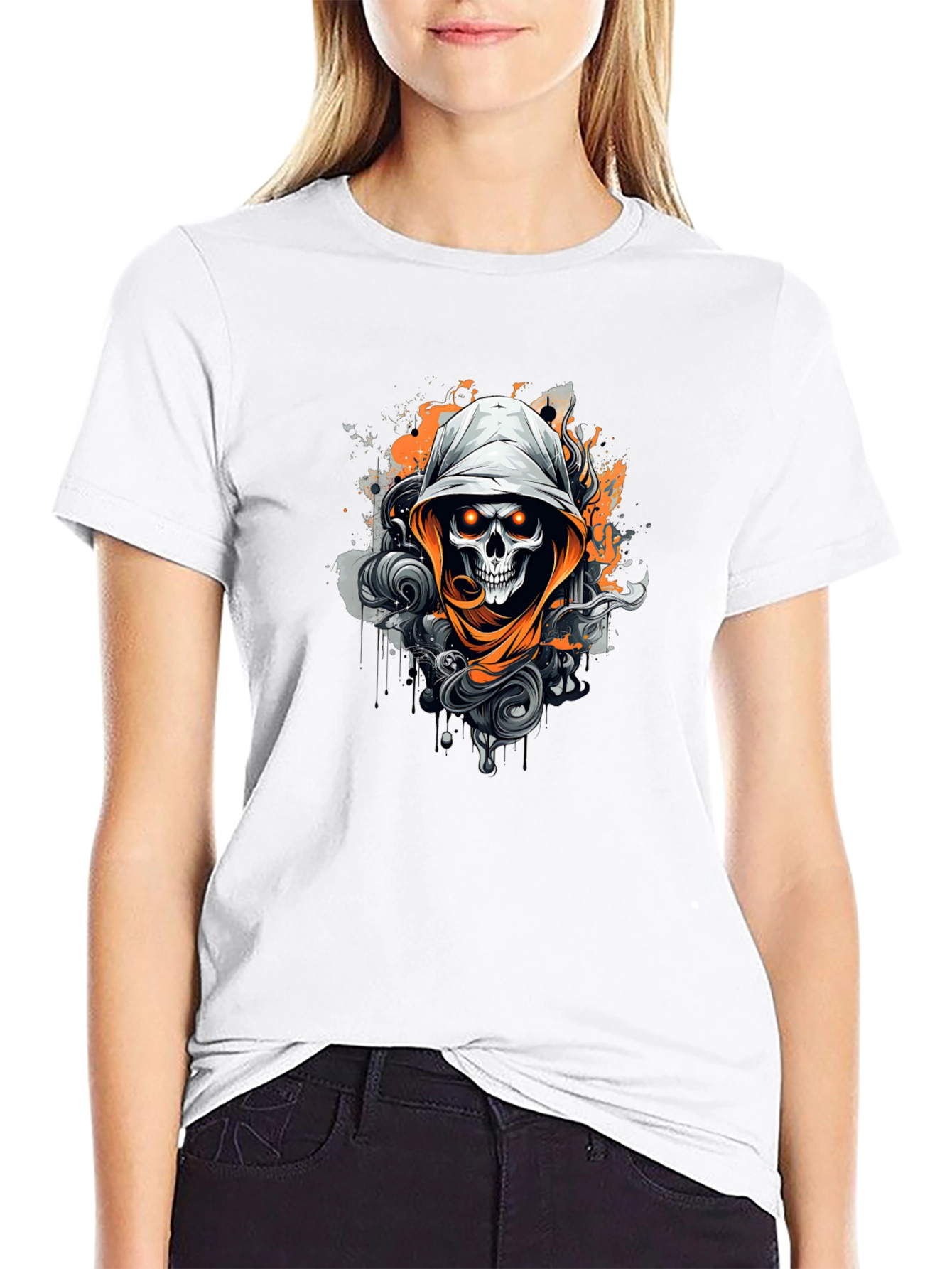 Skull Graphic Print Crew Neck T-Shirt