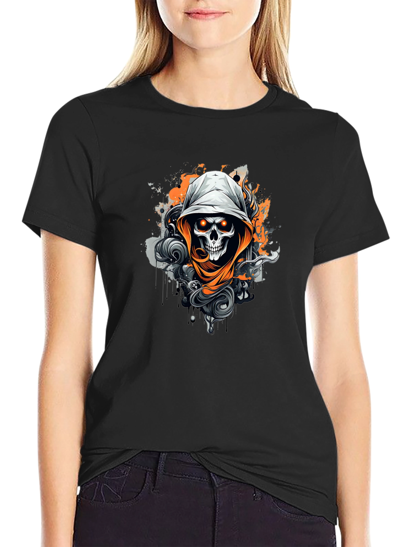 Skull Graphic Print Crew Neck T-Shirt