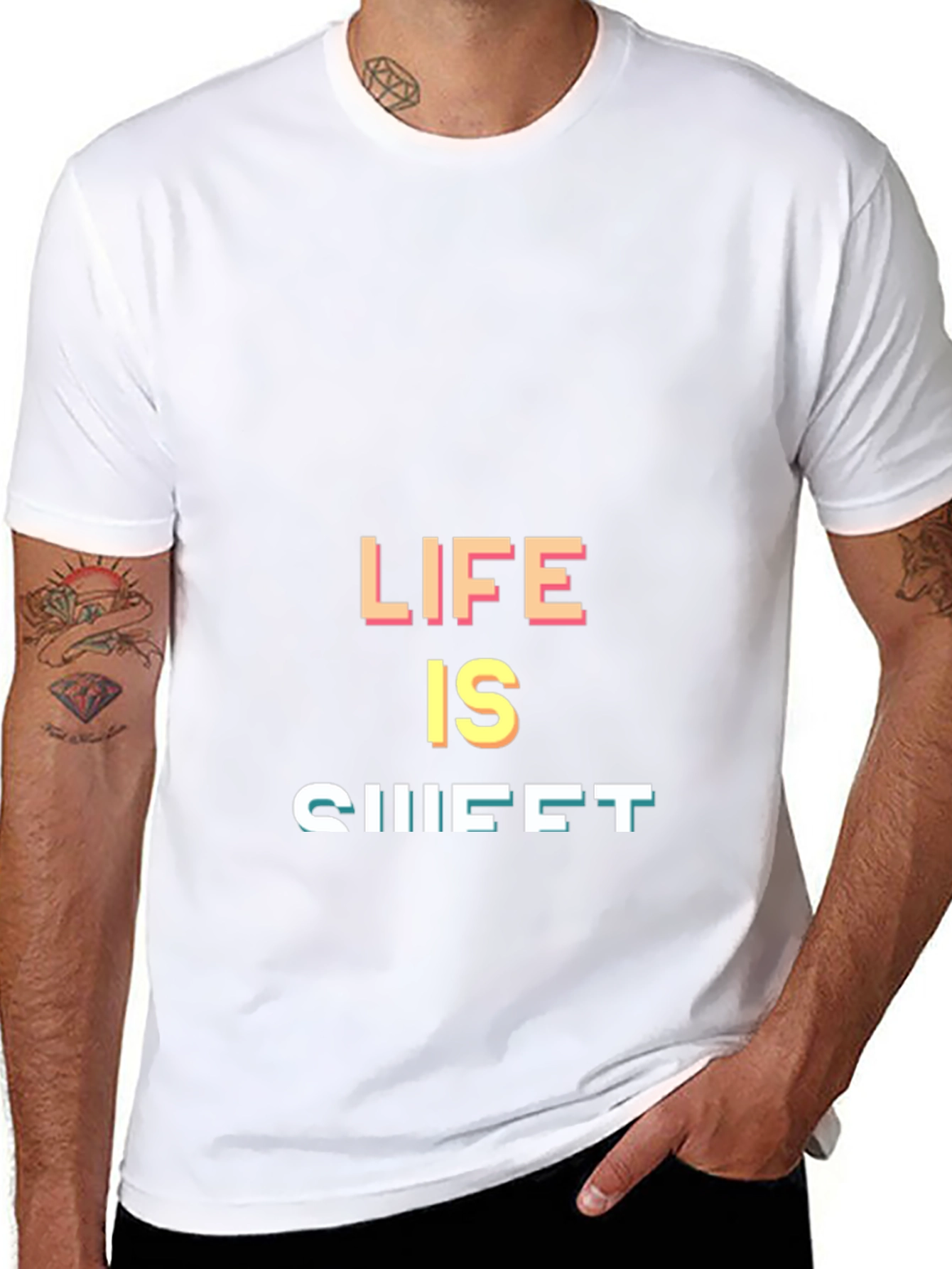 Life is Sweet Black Graphic Tee