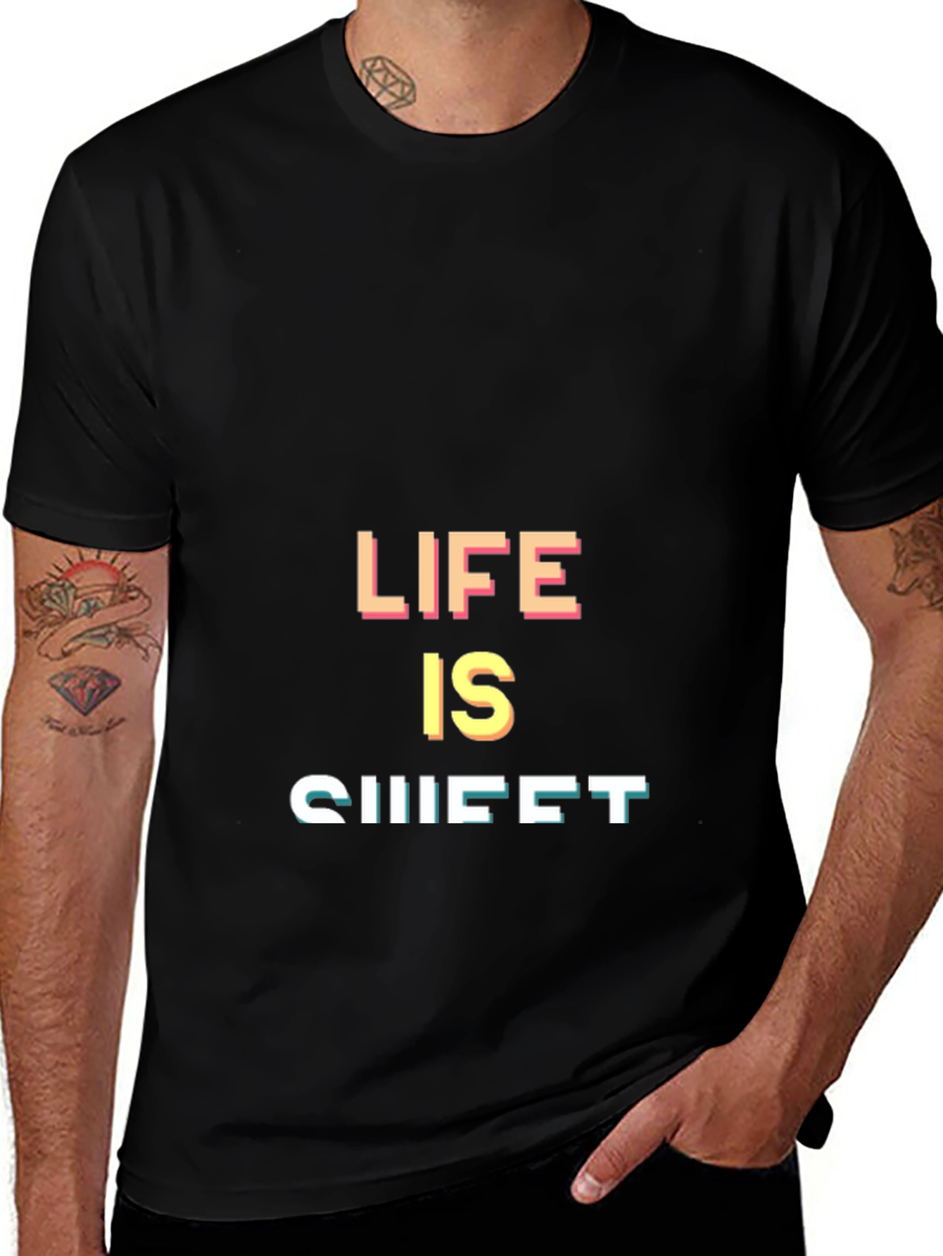 Life is Sweet Black Graphic Tee