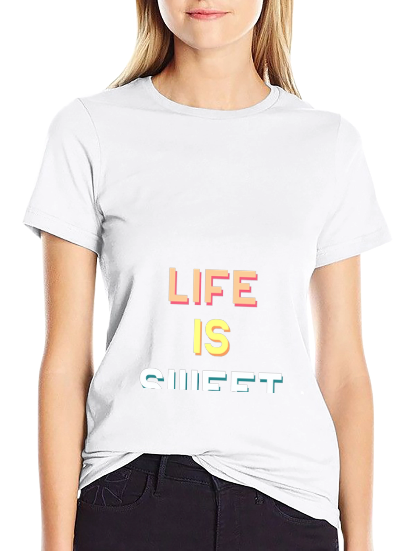 Life is Sweet Black Graphic Tee