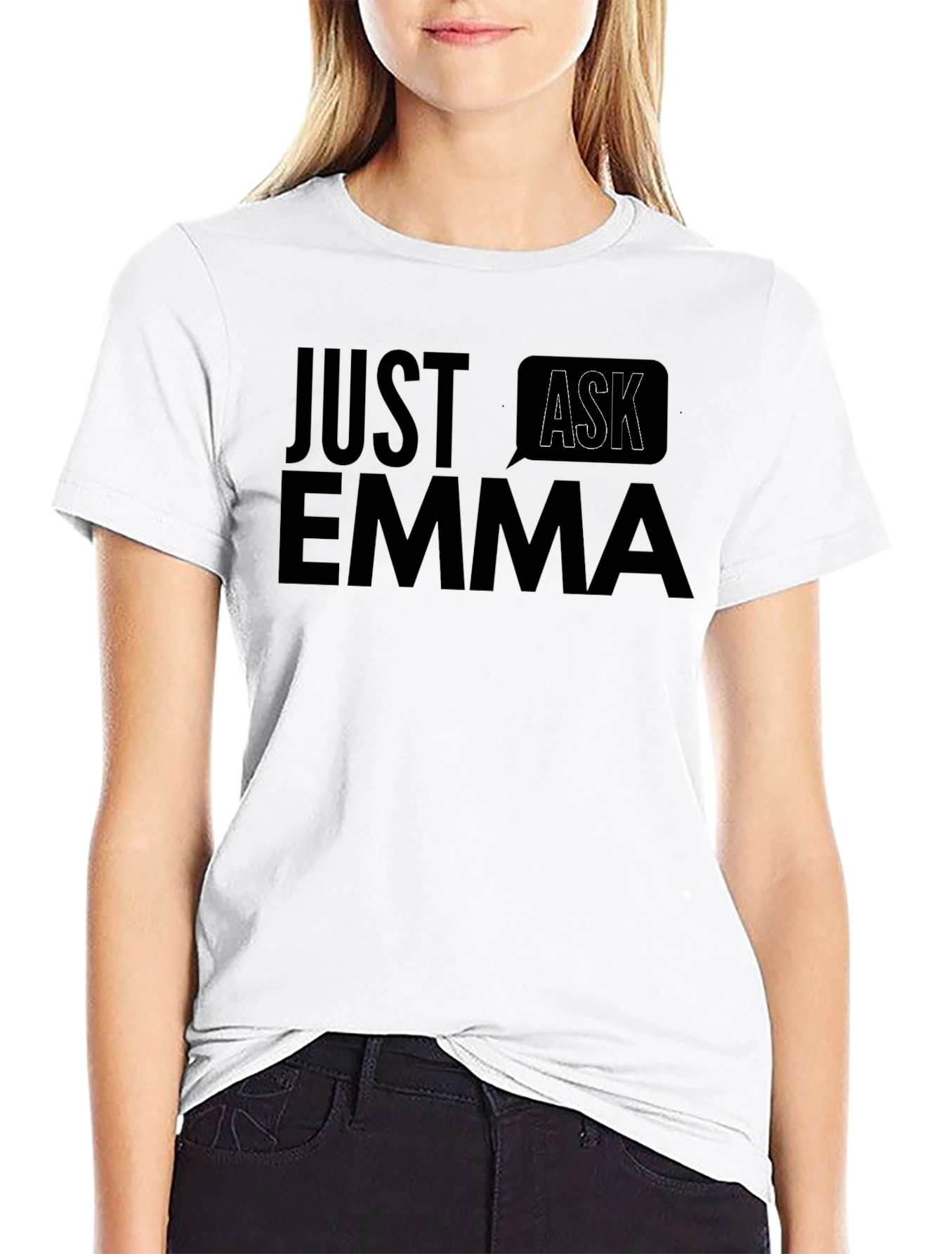 Just Ask Emma T-Shirt - Black Cotton Tee