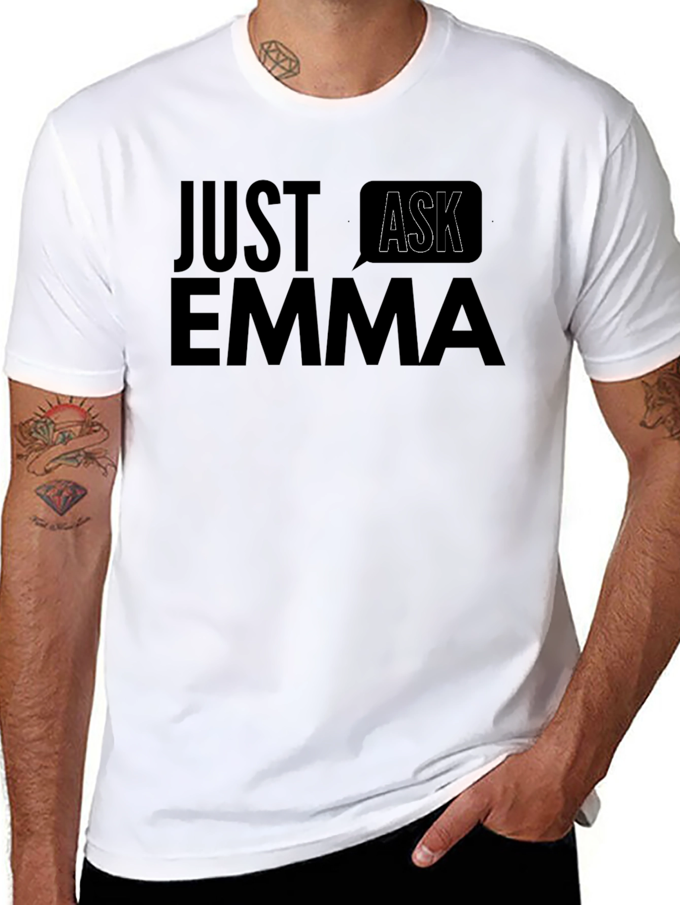 Just Ask Emma T-Shirt - Black Cotton Tee