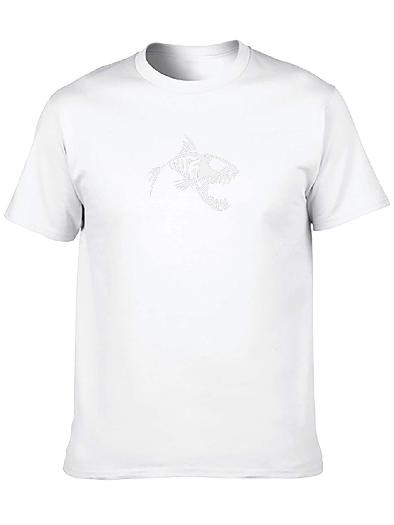 Mens Black Graphic Tee - Fish Skeleton Design